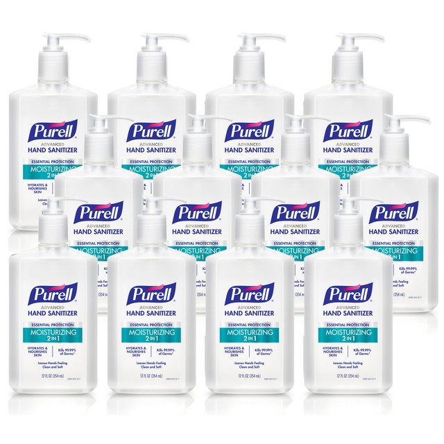 GOJO INDUSTRIES INC 3698-12CT PURELL 2in1 Moisturizing Advanced Hand Sanitizer Gel, 12 oz Pump Bottle, Pack of 12