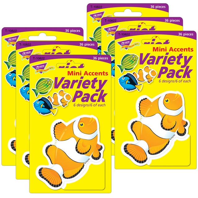 TREND ENTERPRISES INC. TREND Fish Mini Accents Variety Pack, 36 Per Pack, 6 Packs