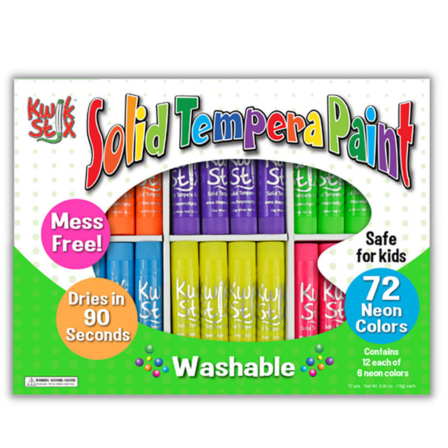THE PENCIL GRIP Kwik Stix™ Tempera Paint Sticks Classpack, Neon Color, Pack of 72