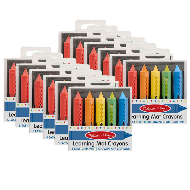 MELISSA & DOUG Melissa & Doug Learning Mat Crayons, 5 Assorted Colors Per Pack, 12 Packs