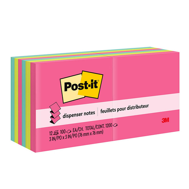 3M COMPANY Post-it® Dispenser Pop-up Notes, Poptimistic Collection, 100 Sheets/Pad, 12 Pads