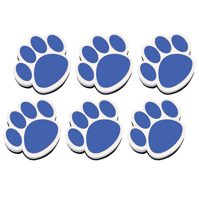 ASHLEY PRODUCTIONS Ashley Productions® Magnetic Whiteboard Eraser, Blue Paw, Pack of 6