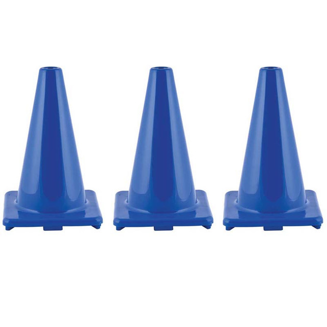 CHAMPION SPORTS Champion Sports Hi-Visibility Flexible Vinyl Cone, 12", Royal Blue, Pack of 3