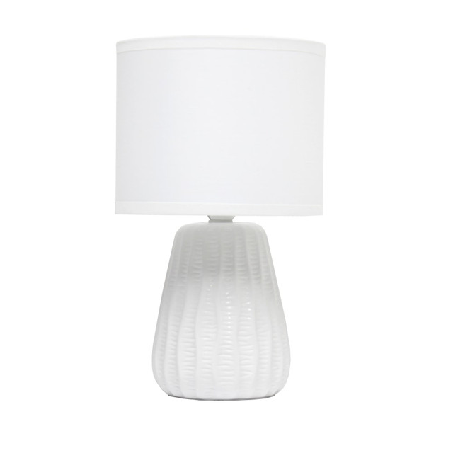ALL THE RAGES INC Simple Designs LT1138-OFF  Mini Texture Pastel Accent Table Lamp, 11-1/16inH, Off White/Off White
