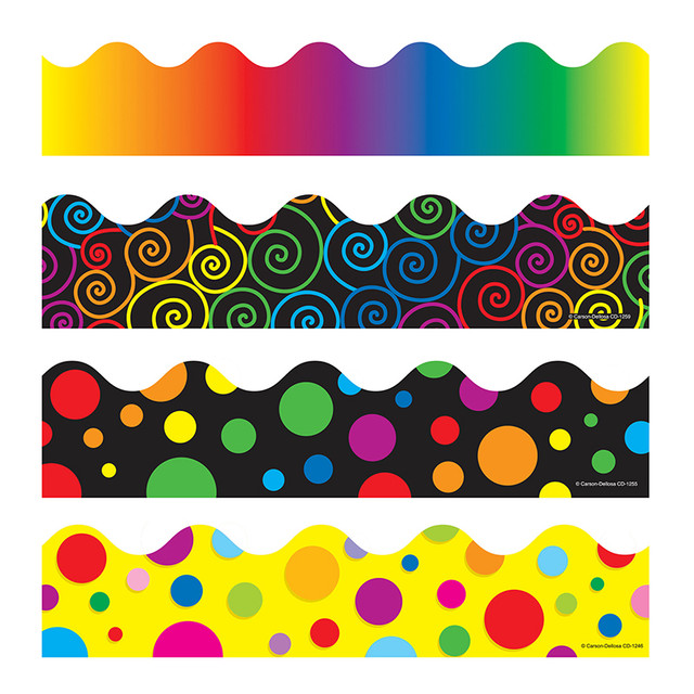 CARSON DELLOSA EDUCATION Carson Dellosa Education Scalloped Variety Border Set IV: Rainbow, Colorful Dots, Big Rainbow Dots, and Rainbow Swirls