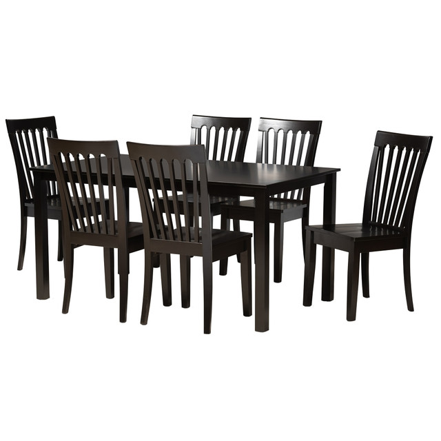 WHOLESALE INTERIORS, INC. Baxton Studio 2721-11426-10519  Erion 7-Piece Dining Set, Dark Brown