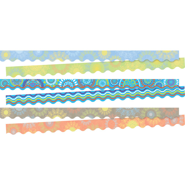 BARKER CREEK PUBLISHING, INC. 4048 Barker Creek Double-Sided Scalloped Borders, 2-1/4in x 36in, Mandala, 13 Strips Per Pack, Set Of 3 Packs
