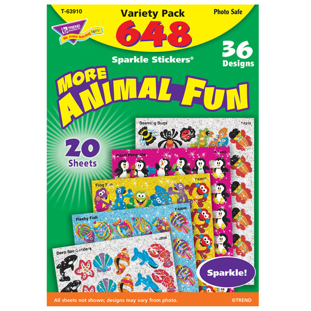 TREND ENTERPRISES INC. TREND Animal Fun Sparkle Stickers® Variety Pack, 656 ct