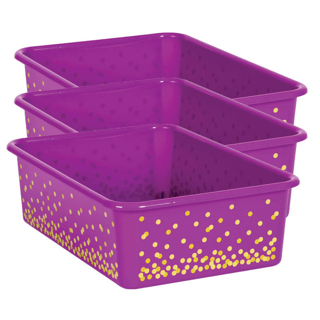 TEACHER CREATED RESOURCES Teacher Created Resources® Purple Confetti Large Plastic Storage Bin, Pack of 3