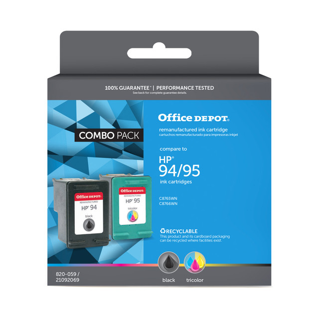 CLOVER TECHNOLOGIES GROUP, LLC OD9495 Office Depot Brand Remanufactured Black And Tri-Color Ink Cartridge Replacement For HP 94, 95 Pack Of 2, OD9495
