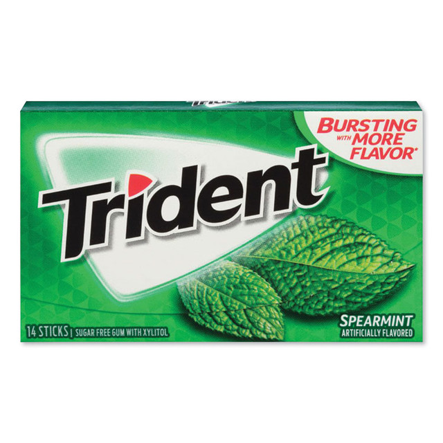 MONDELEZ INTERNATIONAL Trident® MOZ01106 Sugar-Free Gum, Spearmint, 14 Sticks/Pack, 12 Packs/Box