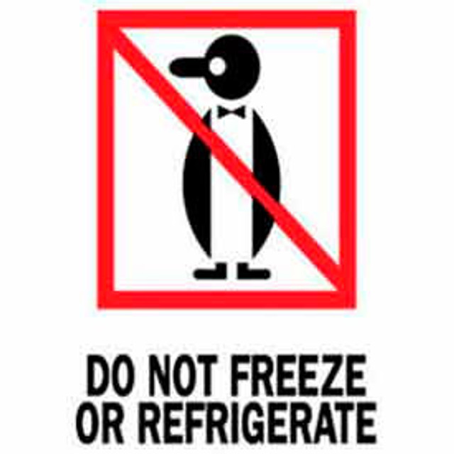 Decker Tape Products Paper Labels w/ ""Do Not Freeze or Refrigerate"" Print 6""L x 4""W White/Red/Black Roll of 500 p/n DL4050