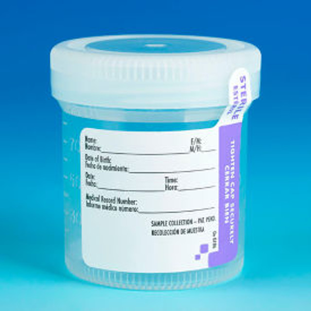 GLOBE SCIENTIFIC INC Graduated Tite-Rite Container 90mL (3 oz.) Sterile Screw Cap ID Label with Tab Seal 300/Pack p/n 6526