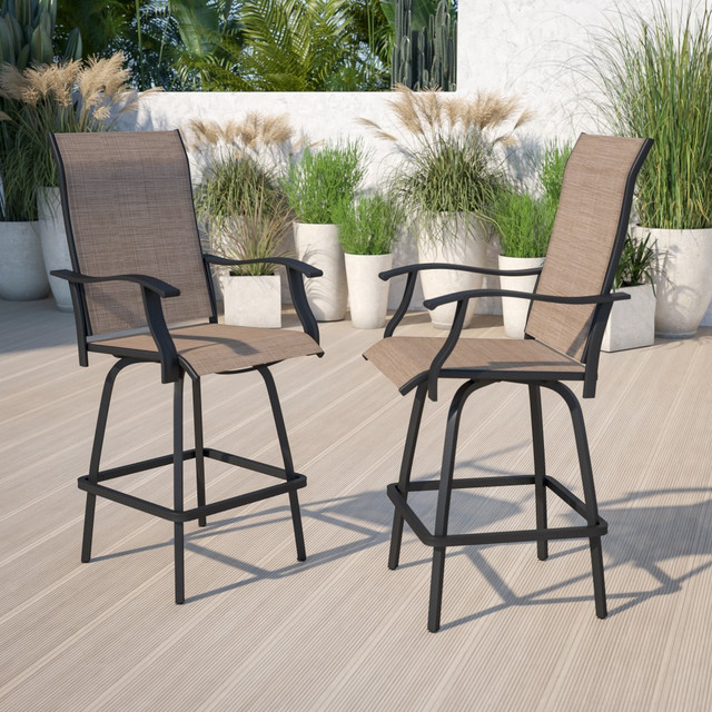 FLASH FURNITURE 2ETSWVLPTO30  Valerie Patio Bar Stools, Brown, Set Of 2 Stools