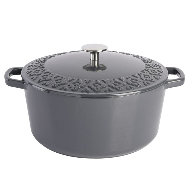 GIBSON OVERSEAS INC. 995118381M Spice by Tia Mowry Savory Saffron 6-Quart Enameled Cast Iron Dutch Oven, Charcoal