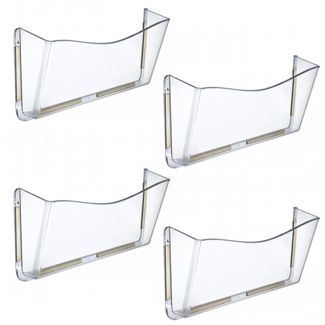 AZAR DISPLAYS 250035  Single-Pocket Wall Files, Adhesive Tape Mount, 7inH x 14-3/4inW x 3inD, Clear, Pack Of 4 Files AZAR DISPLAYS 250035  Single-Pocket Wall Files, Adhesive Tape Mount, 7inH x 14-3/4inW x 3inD, Clear, Pack Of 4 Files
