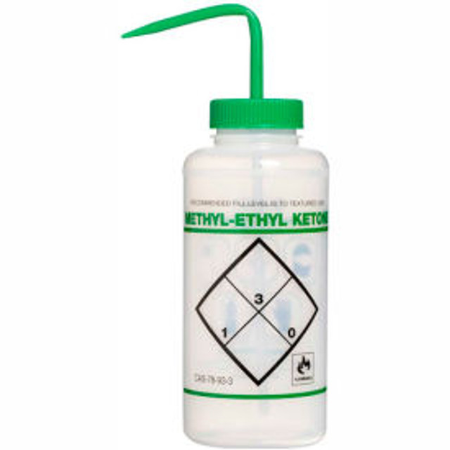 Bel-Art Products Bel-Art LDPE Wash Bottles 116461132 1000ml Methyl Ethyl Ketone Label Green Cap Wide Mouth 6/PK p/n 11646-1132