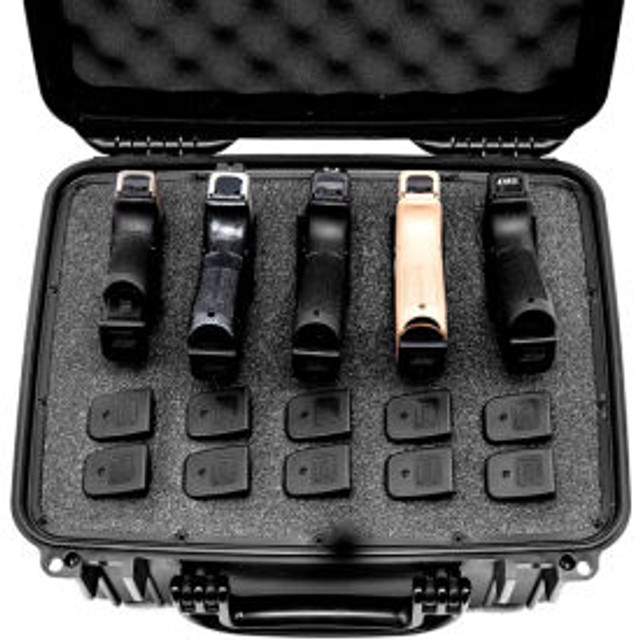 Quick Fire Cases Quick Fire Multifit™ Pistol Case QF540SBKL Watertight 5 Gun Cap 15""x12-1/8""x12-1/8"" Black p/n QF540SBKL