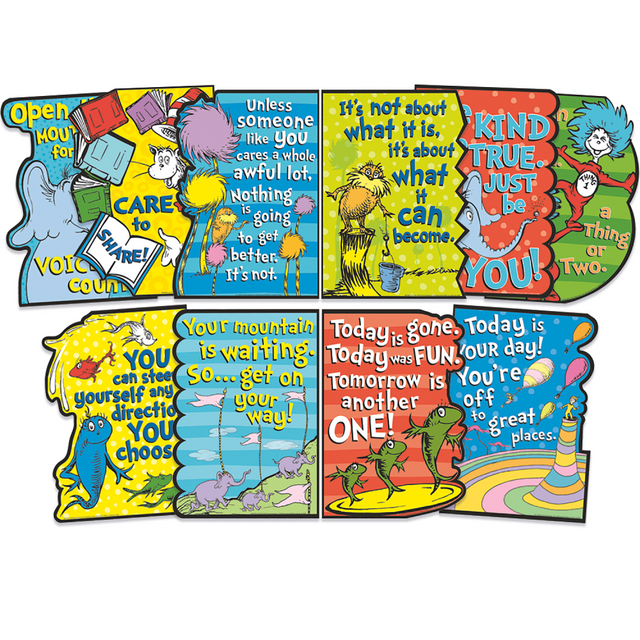 CSS INDUSTRIES, INC. EU-847792 Eureka School Dr. Seuss Die-Cut Poster Set, 17in x 12in, Set Of 10 Posters