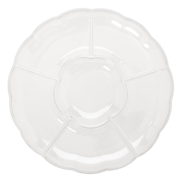 AMSCAN CO INC Amscan 439002.86  Scalloped Sectional Chip N Dip Trays, 16in, Clear, Pack Of 3 Trays