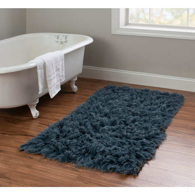 LINON HOME DECOR PRODUCTS, INC OD4793 Linon Flokati Area Rug, 29in x 52in, Morrigan 1400G Denim Blue