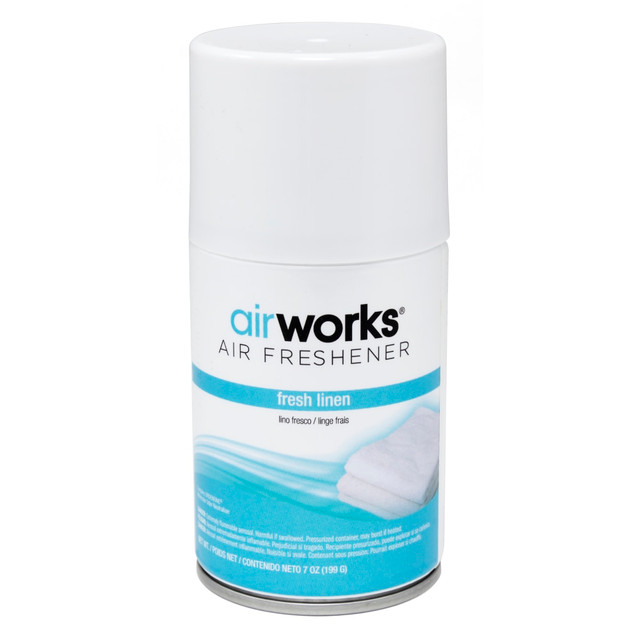 THE TRANZONIC COMPANIES 07918 Hospeco AirWorks Metered Aerosol Air Fresheners, Fresh Linen, 7 Fl Oz, Pack Of 12 Fresheners