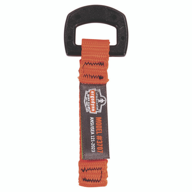 TENACIOUS HOLDINGS, INC. ergodyne® 19711 Squids 3707 Web Tool Tether Attachment w/ Non-Conductive D-Ring Tool Tails, 2 lb Max Working Capacity, 3.5", Orange, 6/Pack