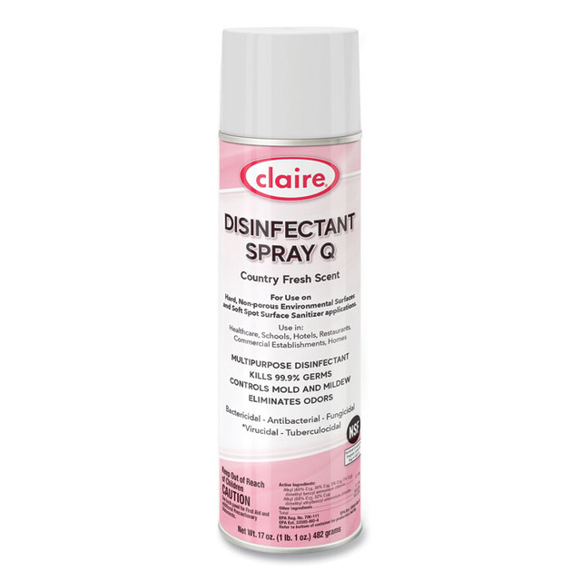 PLZ CORP Claire® CL1001 Spray Q Disinfectant, Country Fresh Scent, 17 oz Aerosol Spray, 12/Carton