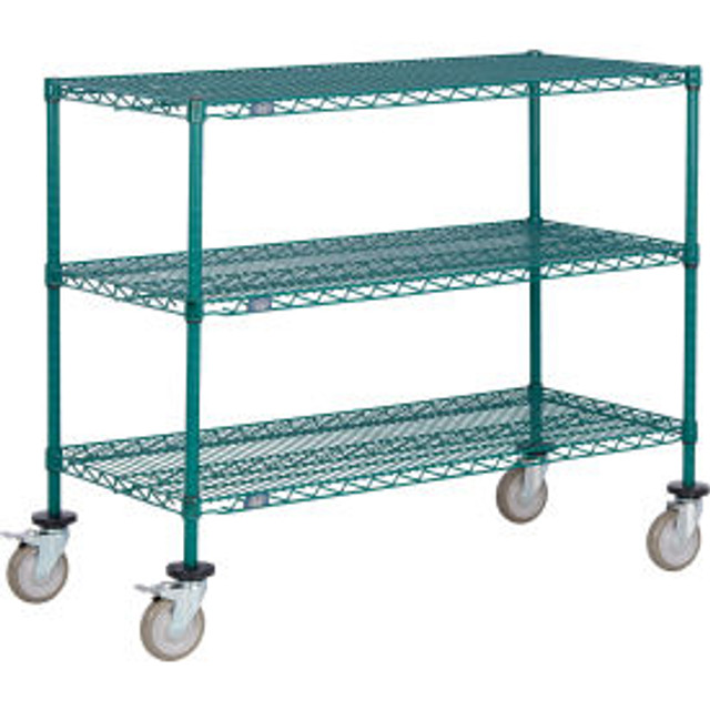 Global Industrial Nexel® 3 Shelf Truck Poly-Green 24""W x 18""D x 80""H Polyurethane Swivel Casters 2 Brakes p/n B3157684