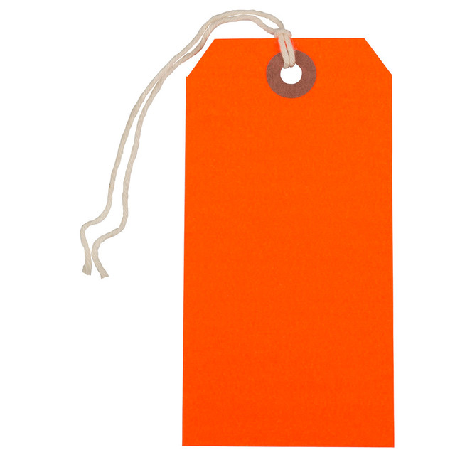 JAM PAPER AND ENVELOPE JAM Paper 91931038A  Medium Gift Tags, 4-3/4in x 2-3/8in, Neon Red, Pack Of 10 Tags