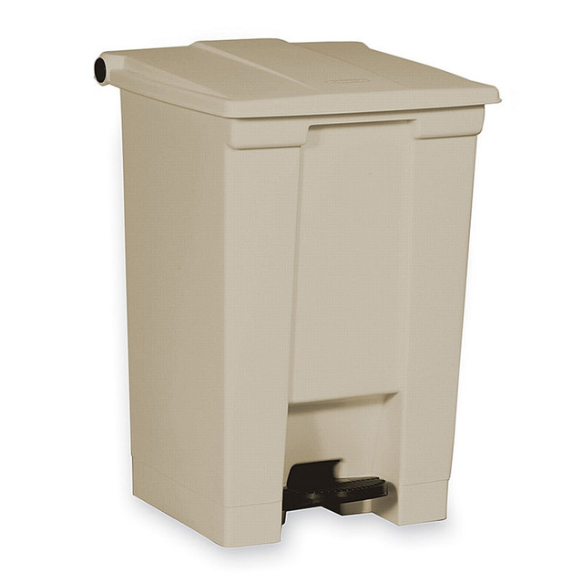 RUBBERMAID 614400BG  Step-On Waste Container, 17 1/8in x 15 3/4inW x 16 3/4inD, 12-Gallon Capacity, Tan