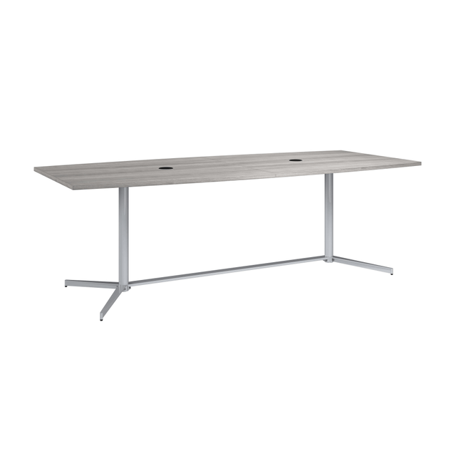 BUSH INDUSTRIES INC. 99TBM96PGSVK Bush Business Furniture 96inW x 42inD Boat-Shaped Conference Table With Metal Base, Platinum Gray, Standard Delivery BUSH INDUSTRIES INC. 99TBM96PGSVK Bush Business Furniture 96inW x 42inD Boat-Shaped Conference Table With Metal Base, Platinum Gray, Standard Delivery