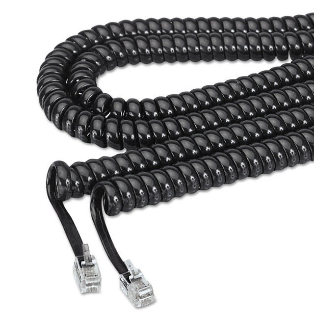 SOFTALK LLC 48102 Coiled Phone Cord, Plug/Plug, 12 ft, Black