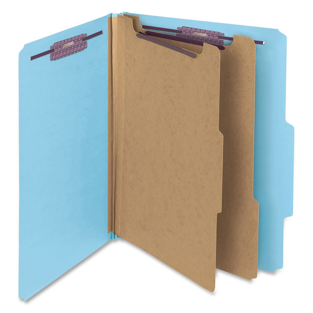 SMEAD MFG CO Smead 14030  Classification Folders, 2in Expansion, 2 Dividers, 8 1/2in x 11in, Letter, 50% Recycled, Blue, Box of 10