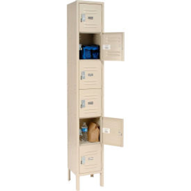 Global Industrial™ Capital® 6-Tier 6 Door Box Locker 12""W x 12""D x 78""H Tan Unassembled p/n 652054TN