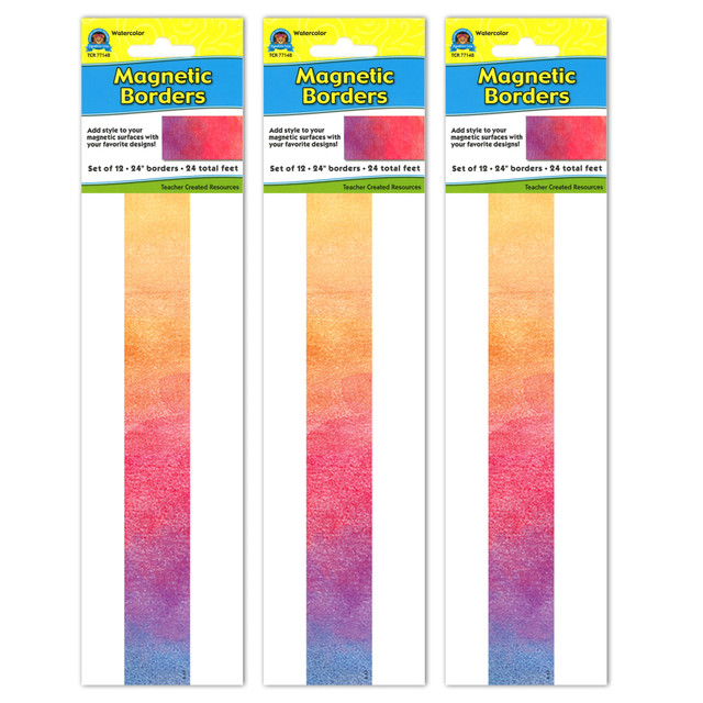Decorate your classroom with Teacher Created Resources Magnetic Borders. These borders are magnetic so you can hang them on a whiteboard, desk, cabinet or other metal surface with ease.  Cuts easily with scissors.  Magnetic design for easy hanging on metal surfaces.  Acid-free to resist yellowing.  Includes 36 boarders total.