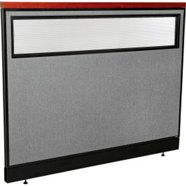 Global Industrial Interion® Deluxe Office Partition Panel w/Partial Window & Raceway 60-1/4""W x 47-1/2""H Gray p/n 694768WNGY