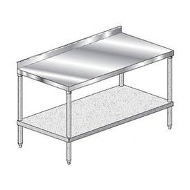 Aero Manufacturing Co. Aero Manufacturing 304 Stainless Steel Table 72 x 30"" Galv. Undershelf 2-3/4 Backsplash 14 Gauge p/n 2TGS-3072