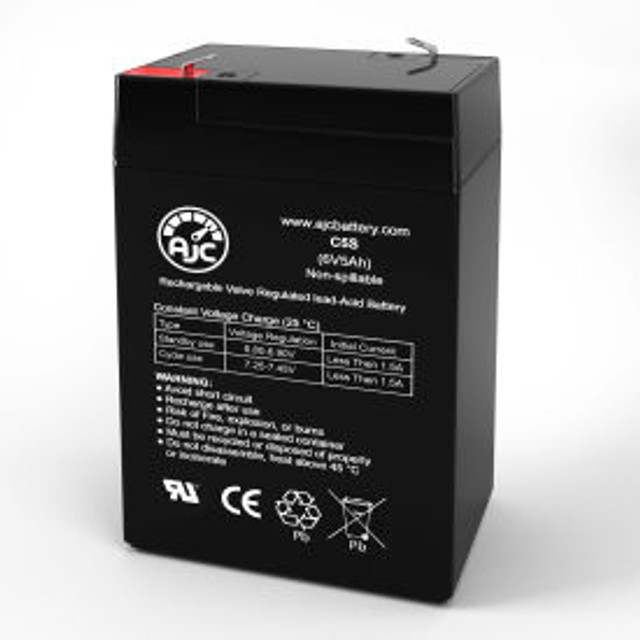 Battery Clerk LLC AJC® Dyna-Ray S18186 Emergency Light Replacement Battery 5Ah 6V F1 p/n AJC-C5S-I-0-142163