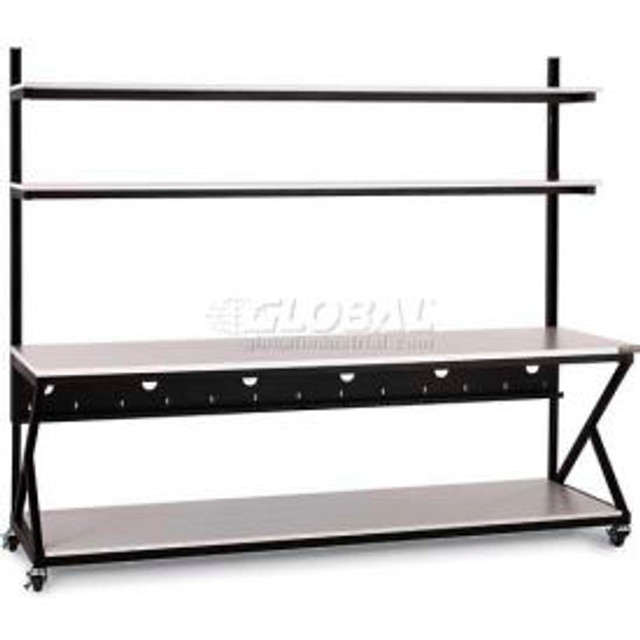 Kendall Howard Llc Kendall Howard™ 96"" Performance 200 Series LAN Station with Full Bottom Shelf Folkstone Gray p/n 5000-3-200-96