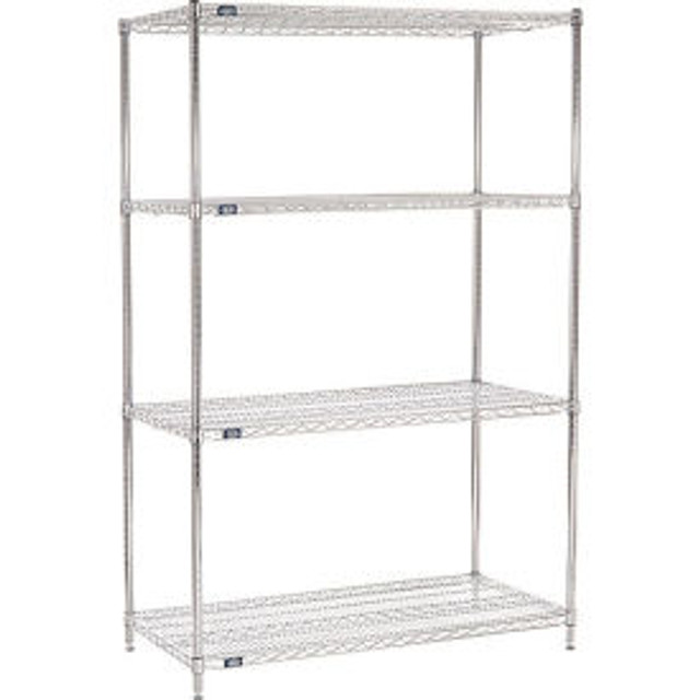 Global Industrial Nexel® 4 Shelf Chrome ESD Wire Shelving Unit Starter 48""W x 12""D x 63""H p/n B2351478