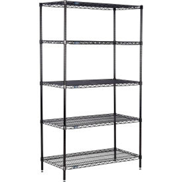 Global Industrial Nexel® 5 Shelf Black Epoxy Wire Shelving Unit Starter 24""W x 21""D x 63""H p/n B2335953