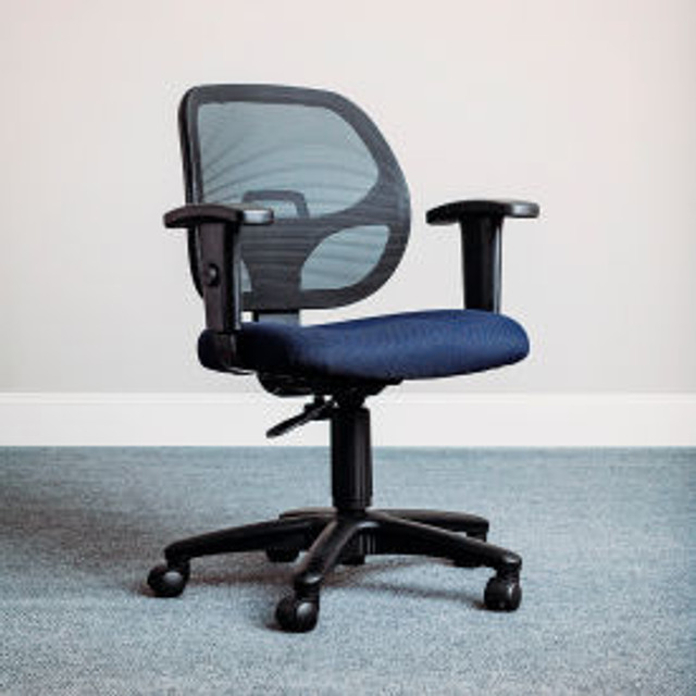 Global Industrial Interion® Mesh Office Chair With Mid Back & Adjustable Arms Fabric Blue p/n 277436BL