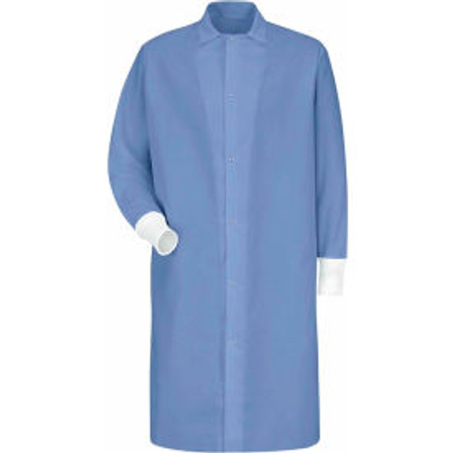 Vf Imagewear Inc Red Kap® Gripper-Front Butcher Coat W/Knit Cuffs Pocket-less Spun Polyester Light Blue XL p/n KS60LBRGXL