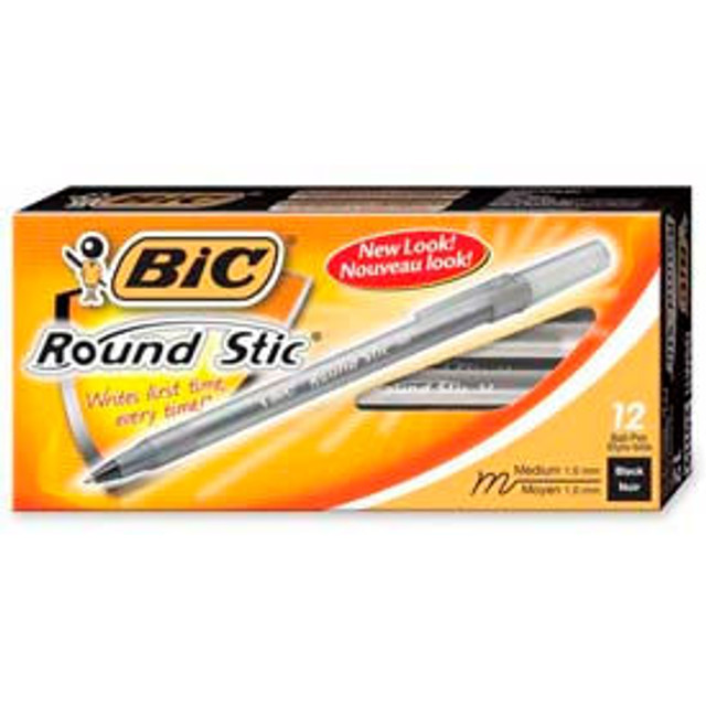 Bic Corporation Bic® Round Stic Ballpoint Pen Medium Black Ink Dozen p/n GSM11BK