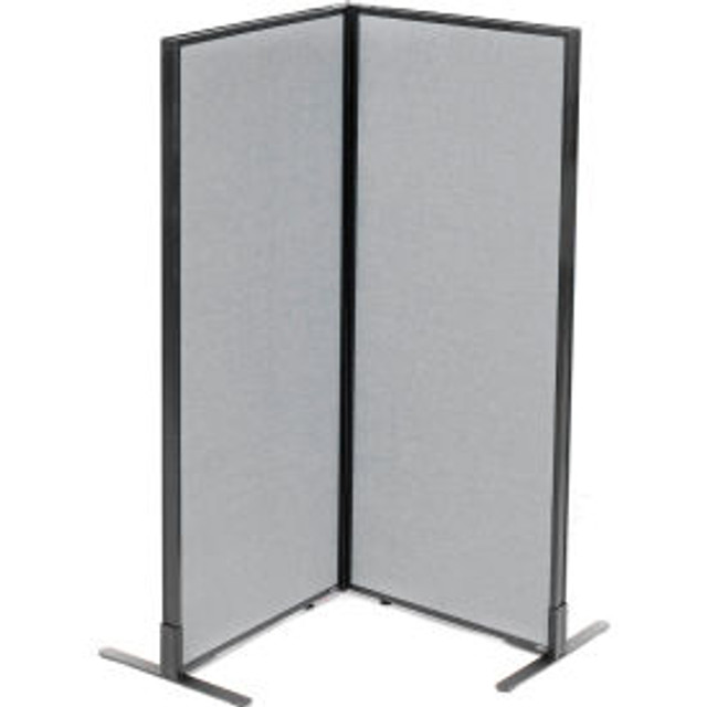 Global Industrial Interion® Freestanding 2-Panel Corner Room Divider 24-1/4""W x 60""H Panels Gray p/n 695062GY