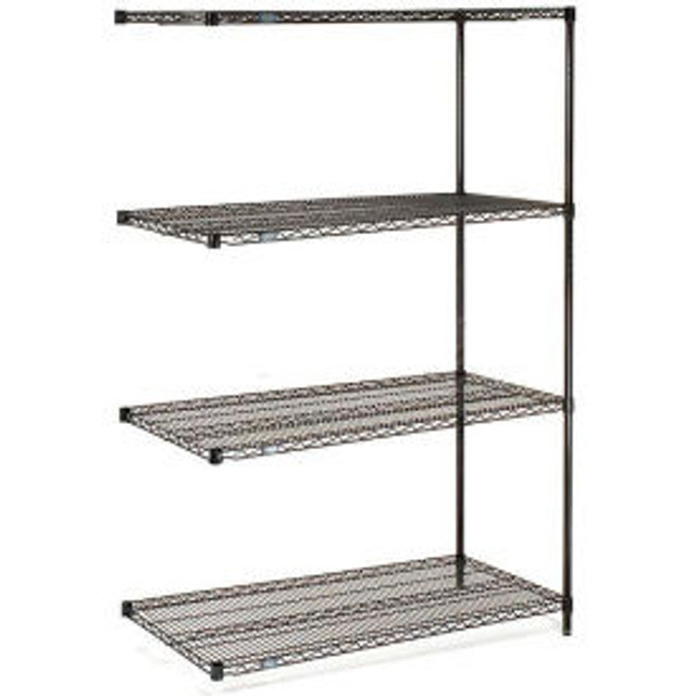 Global Industrial Nexel® 4 Shelf Black Epoxy Wire Shelving Unit Add On 42""W x 21""D x 63""H p/n B2258263