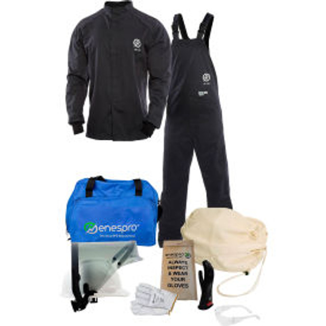 NATIONAL SAFETY APPAREL INC Enespro® ArcGuard® 12cal Arc Flash Kit W/Short Coat & Bib Overall in UltraSoft 2XL Sz 11 p/n KIT2SC112X11