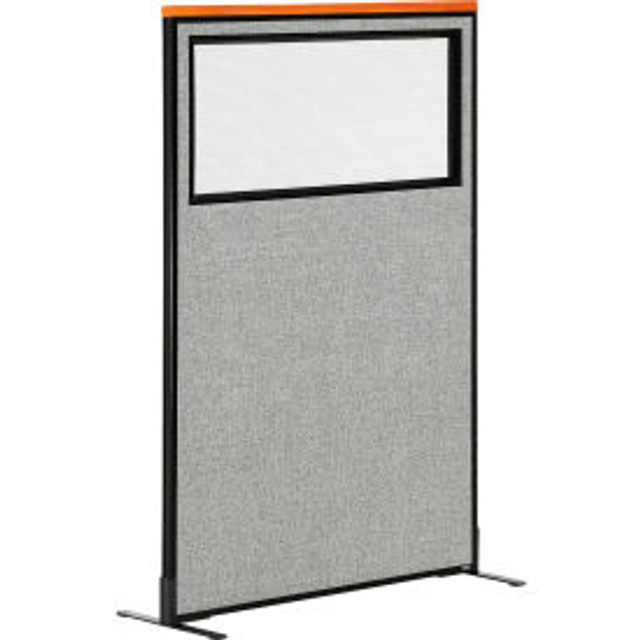 Global Industrial Interion® Deluxe Freestanding Office Partition Panel w/Partial Window 36-1/4""W x 61-1/2""H Gray p/n 694683WFGY