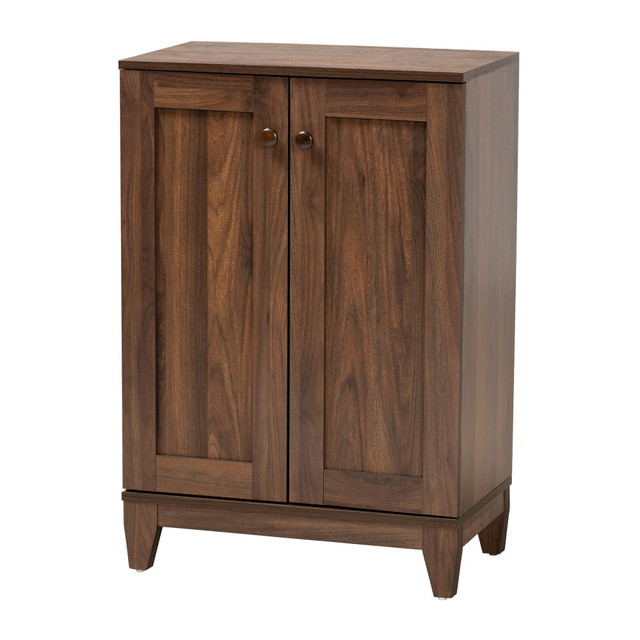 WHOLESALE INTERIORS, INC. 2721-11218 Baxton Studio Modern And Contemporary 35inH 2-Door Shoe Storage Cabinet, Walnut Brown
